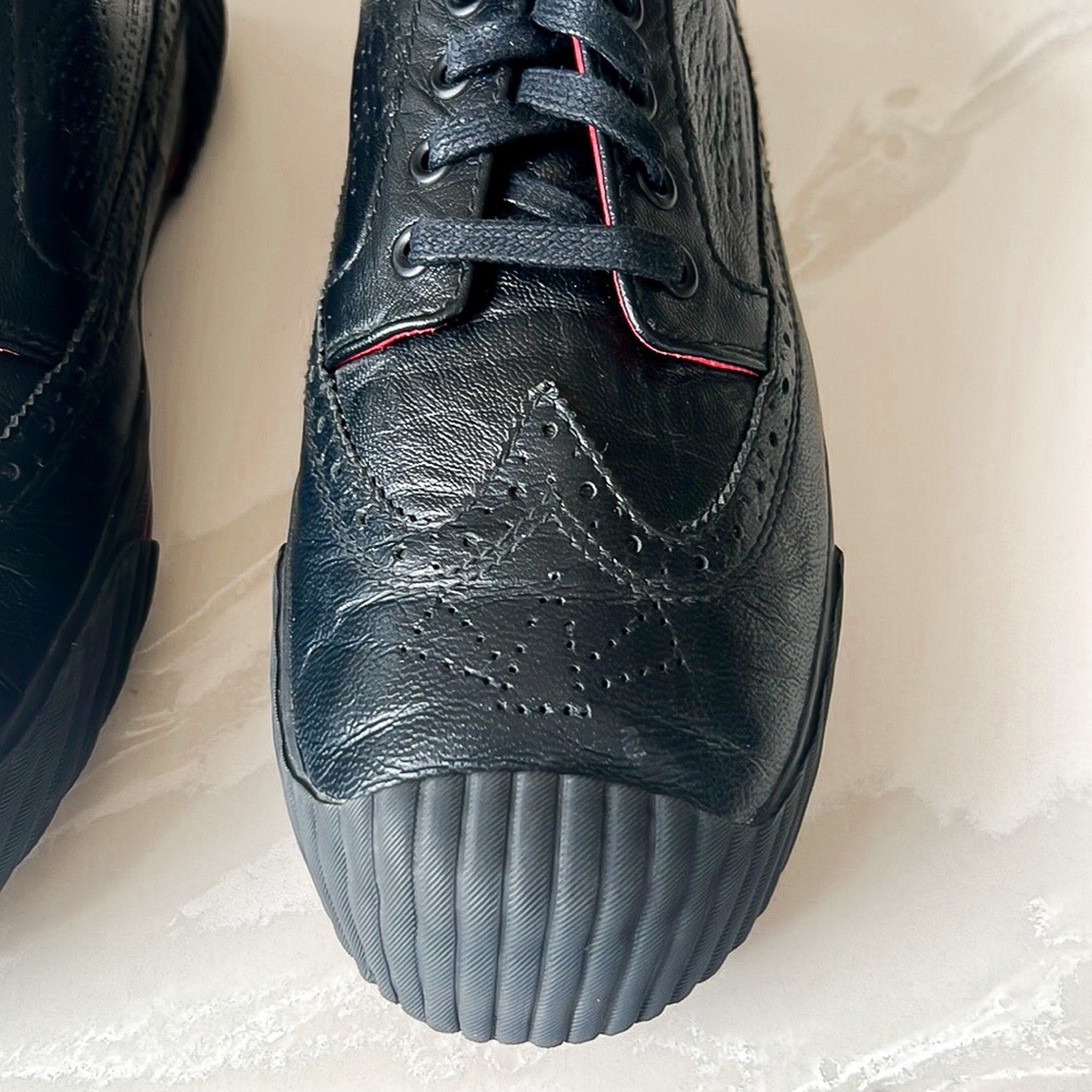 PF Flyers Brogue Men’s Black Leather Wingtip Sneakers Mens Sz 9.5 Womens Sz 11 - Picture 6 of 14